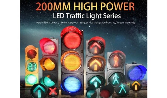Solução de luz de sinal de tráfego de alto fluxo 200 MM