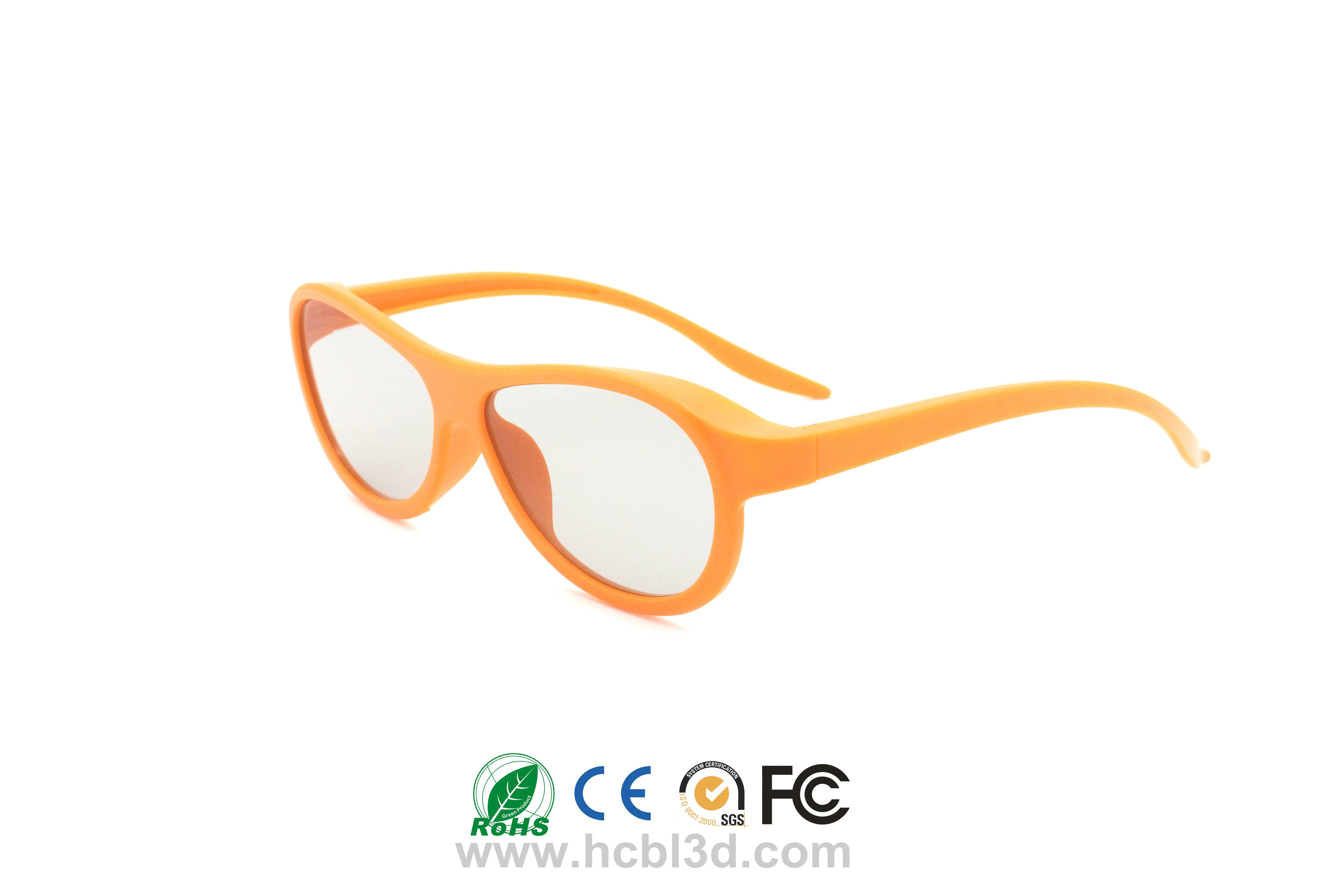 Gafas 3D pasivas desechables con montura de ABS naranja para adultos y niños