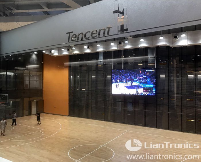 LED screen on basketball court