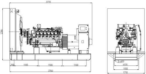 800kVA Cummins-generator met motormodel KTA38-G2B 400V, open type dieselgenerator