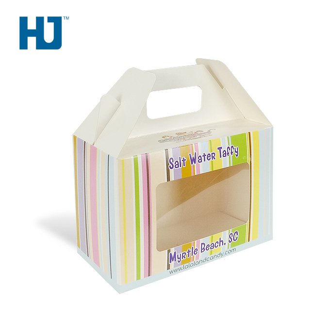 Coated Art Paper Cardboard Packaging Box With PET For Candy Handle Bag At Supermarket Or Shop