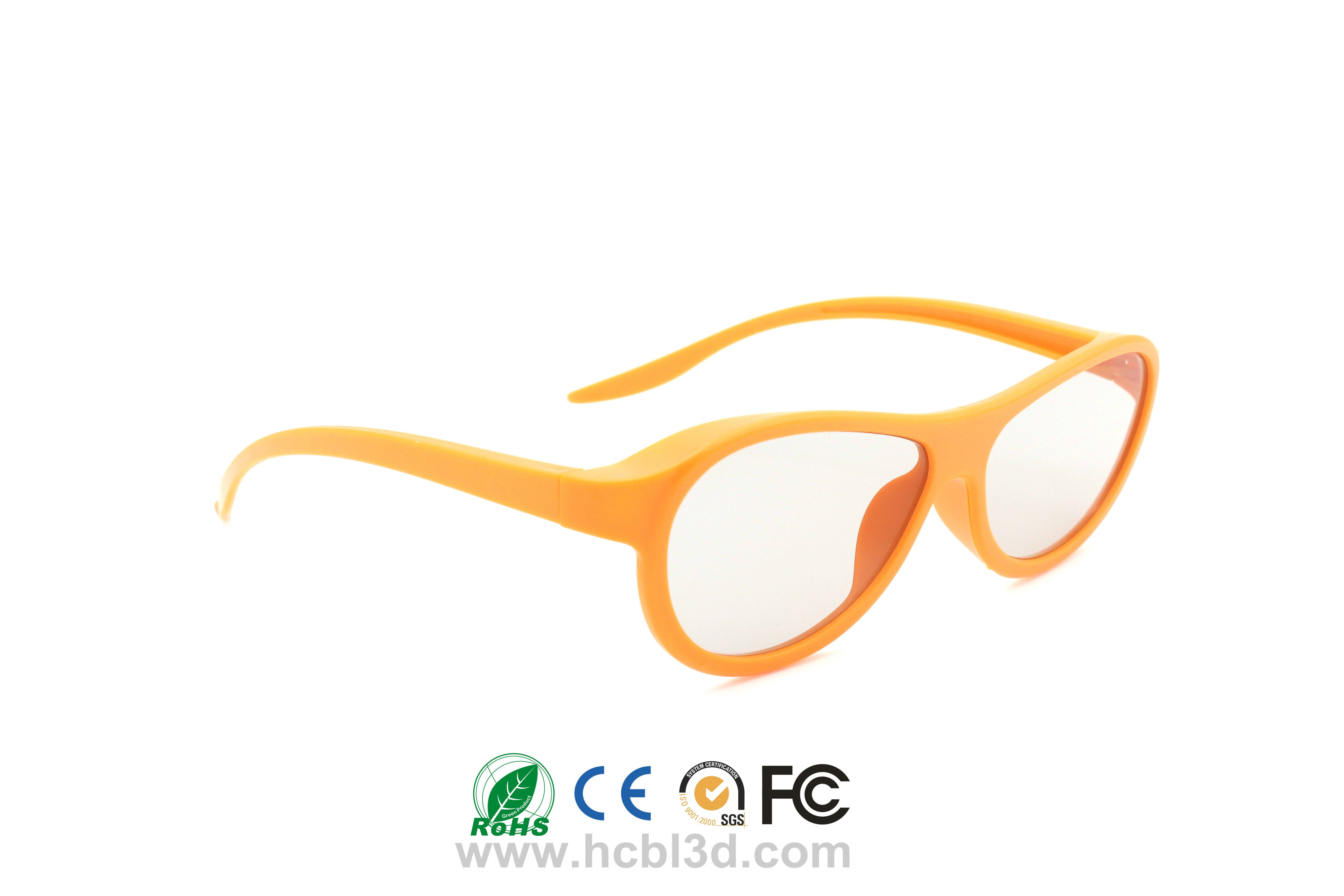 Gafas 3D pasivas desechables con montura de ABS naranja para adultos y niños