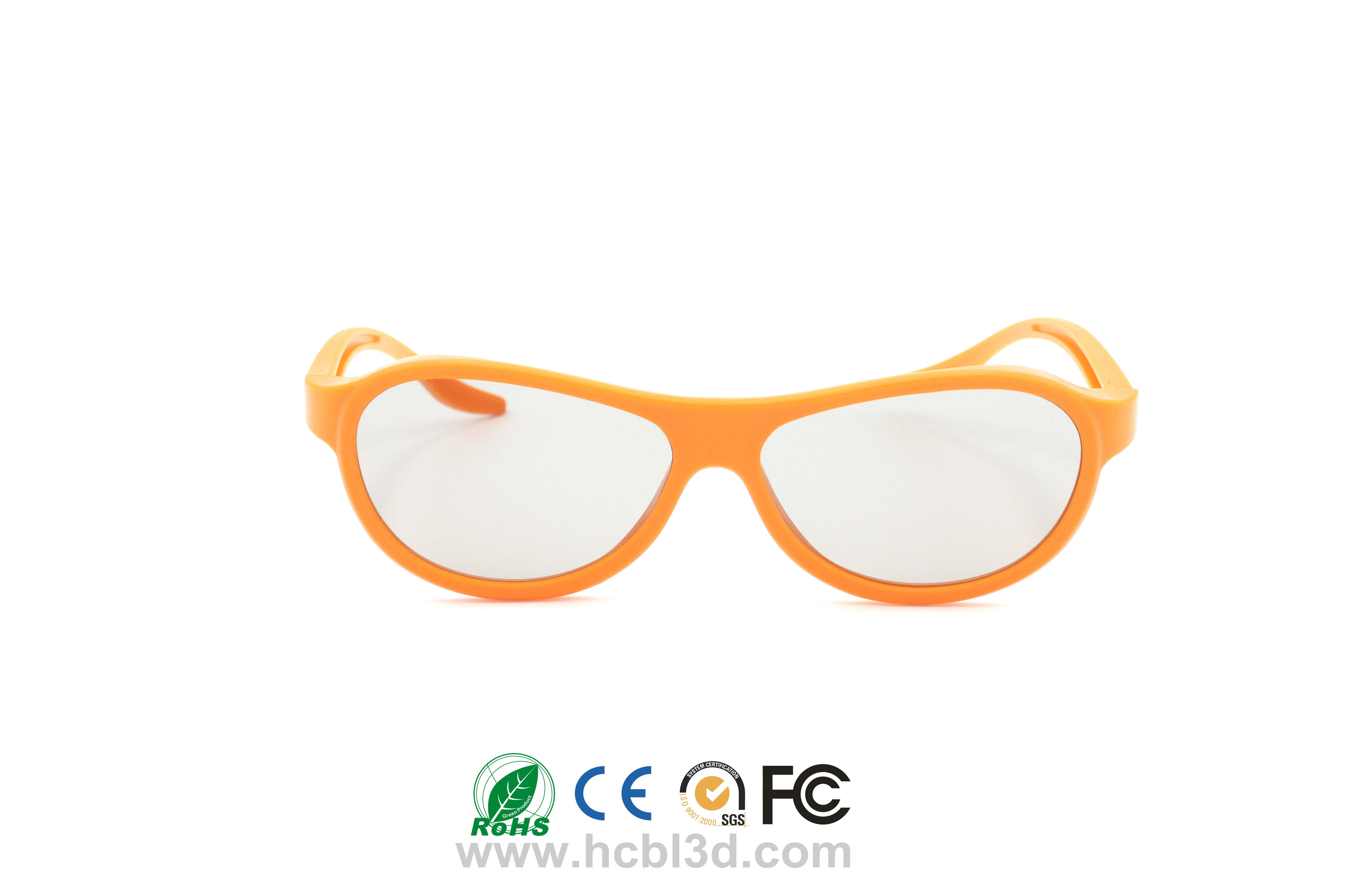 Одноразовые пассивные 3D-очки в оранжевой оправе из АБС-пластика для взрослых и детей