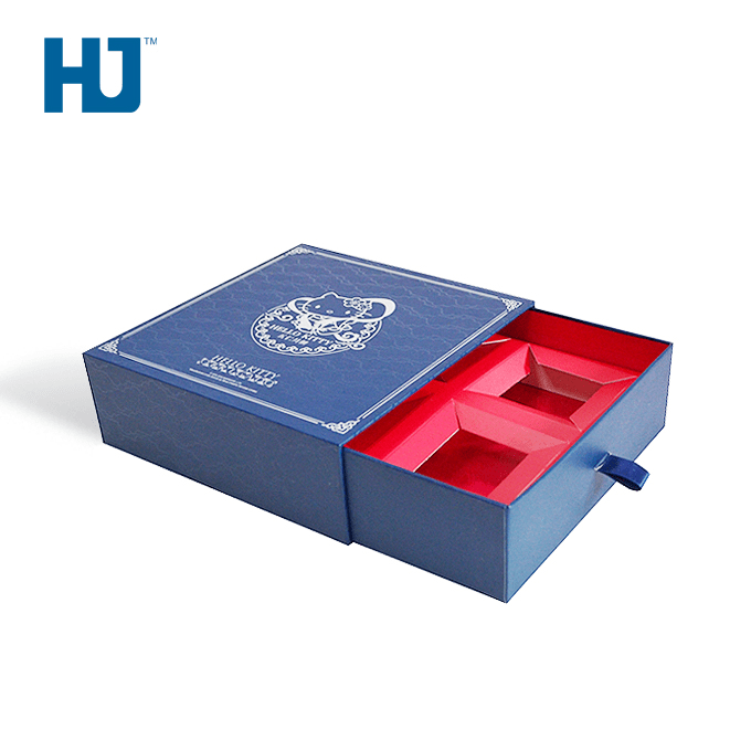 Retail Side Pull Moon Cake Cardboard Packaging Blue Gift Boxes for Mall at Festival Day
