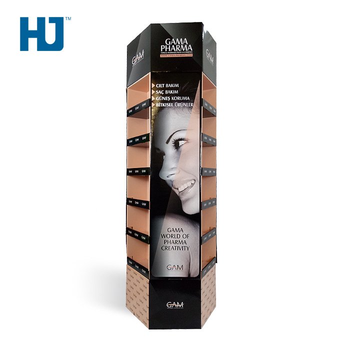 Beauty Body Care Two-side Cardboard Floor Display With 6 Tiers  At Supermarket Or Shop