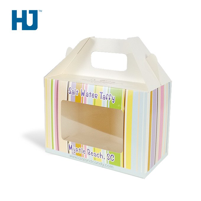 Coated Art Paper Cardboard Packaging Box With PET For Candy Handle Bag At Supermarket Or Shop