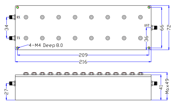 Diplexer بترددات 750-810 ميجا هرتز و 830-870 ميجا هرتز