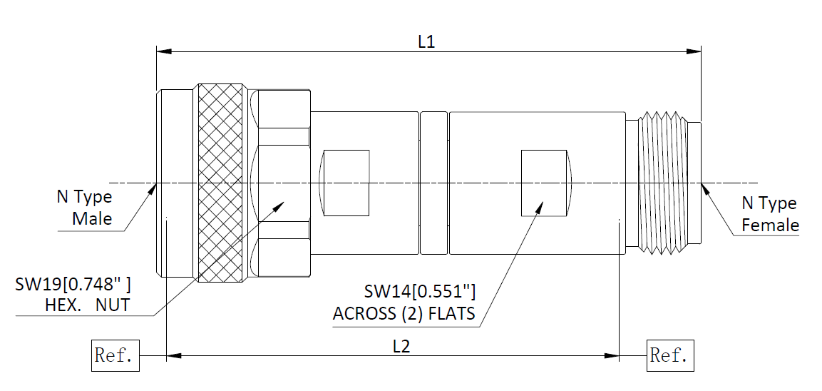 RF Attenuator With N type male to N type female connectors