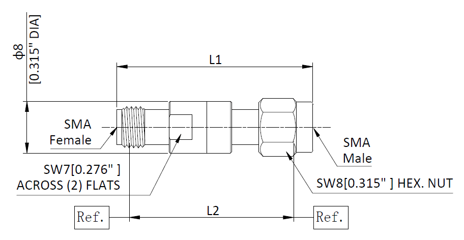RF Attenuator With SMA Male to SMA Female Connectors