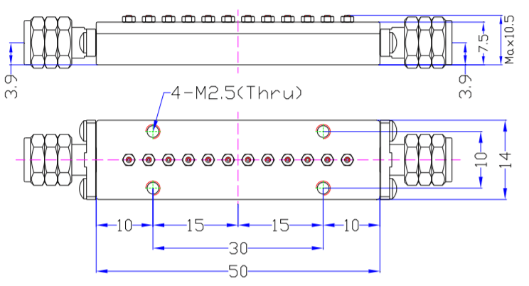 Миллиметр волновой полосы Pass Filter MBP-48E15-49E25