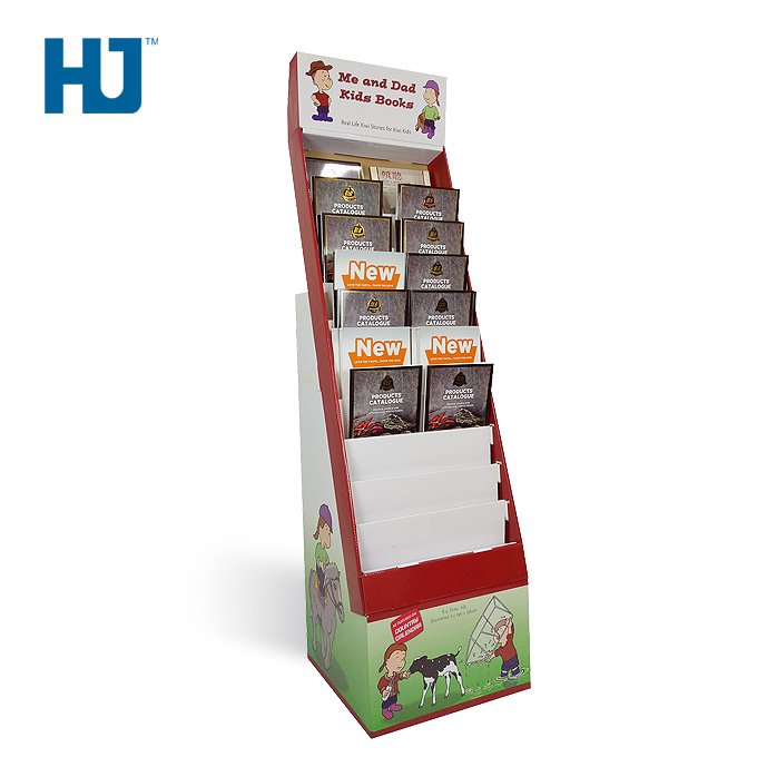 Kids Cardboard Magazine Display Stand With 10 Tiers For Children At Bookshop Chain Or Supermarket