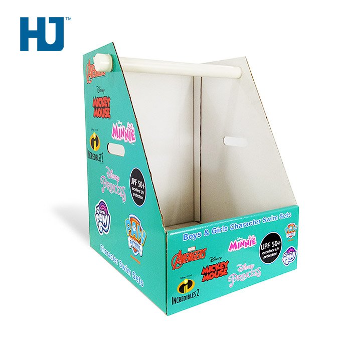 Toy Character Swim Sets Cardboard Counter Top Display Stand For Large Cartoon Store