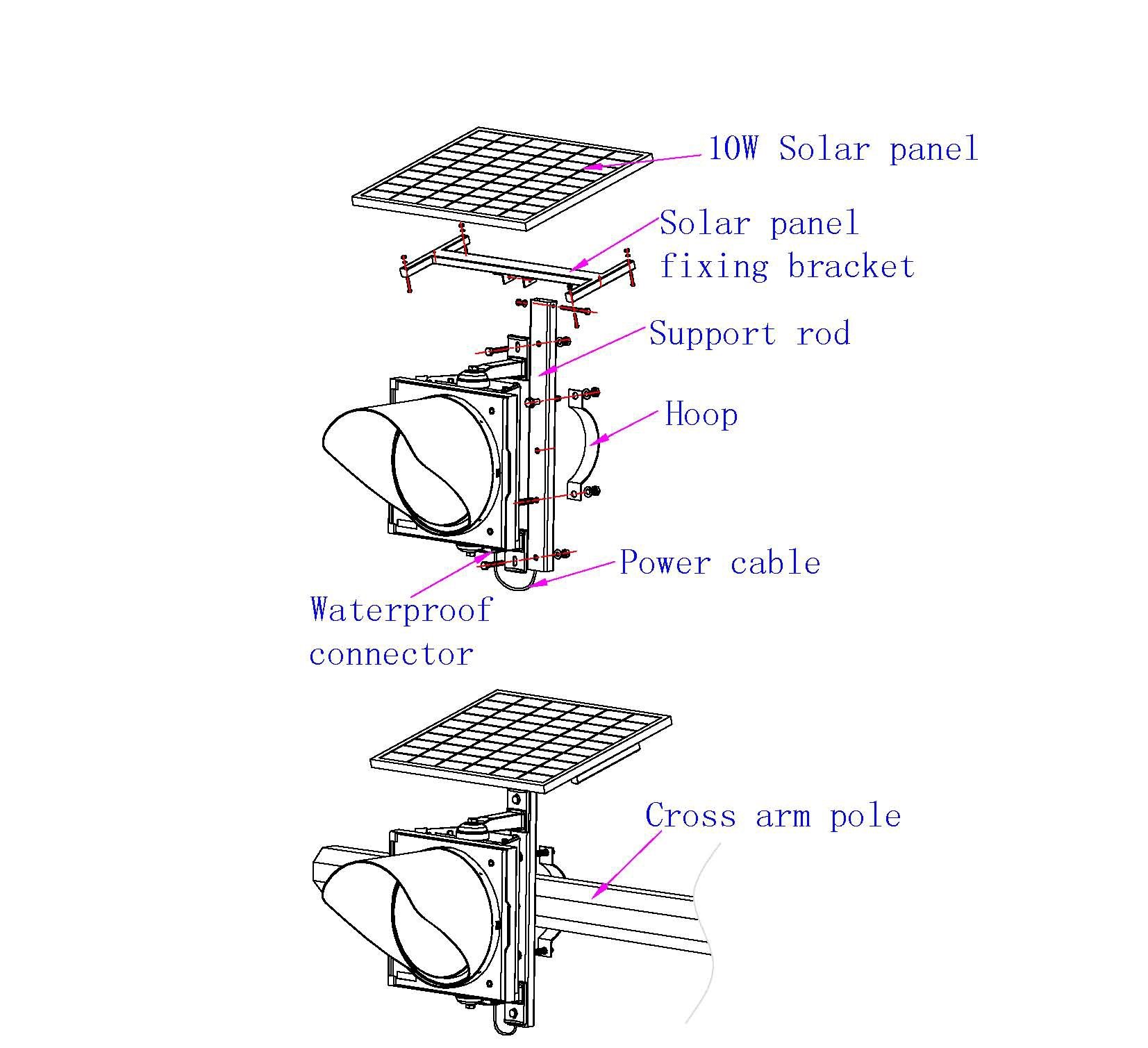 چراغ هشدار خورشیدی با قدرت بالا 300 میلی متر